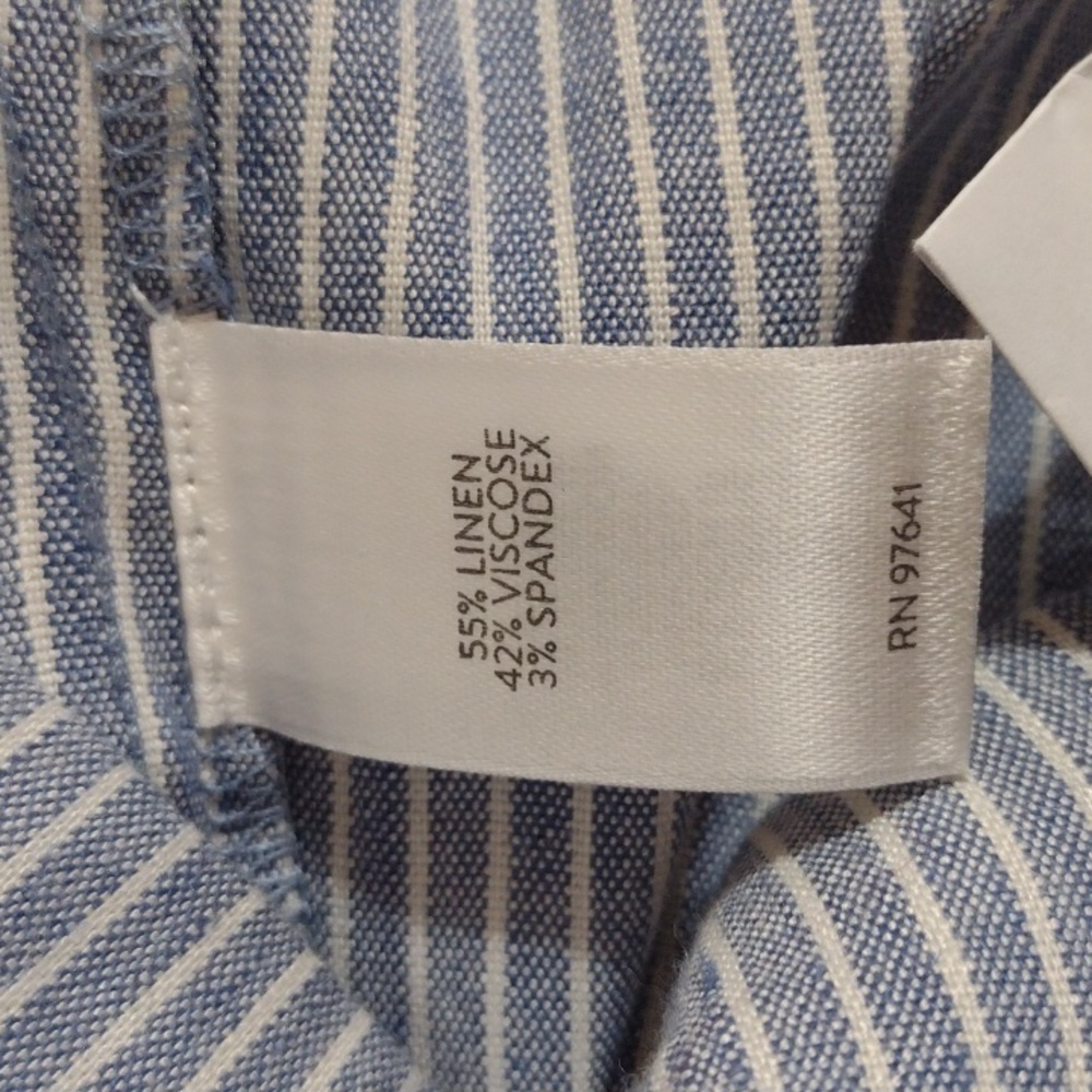 J Jill Linen Stretch Chambray Pinstripe Cropped Pants w Ankle Buttons Size M NWT - Picture 11 of 14
